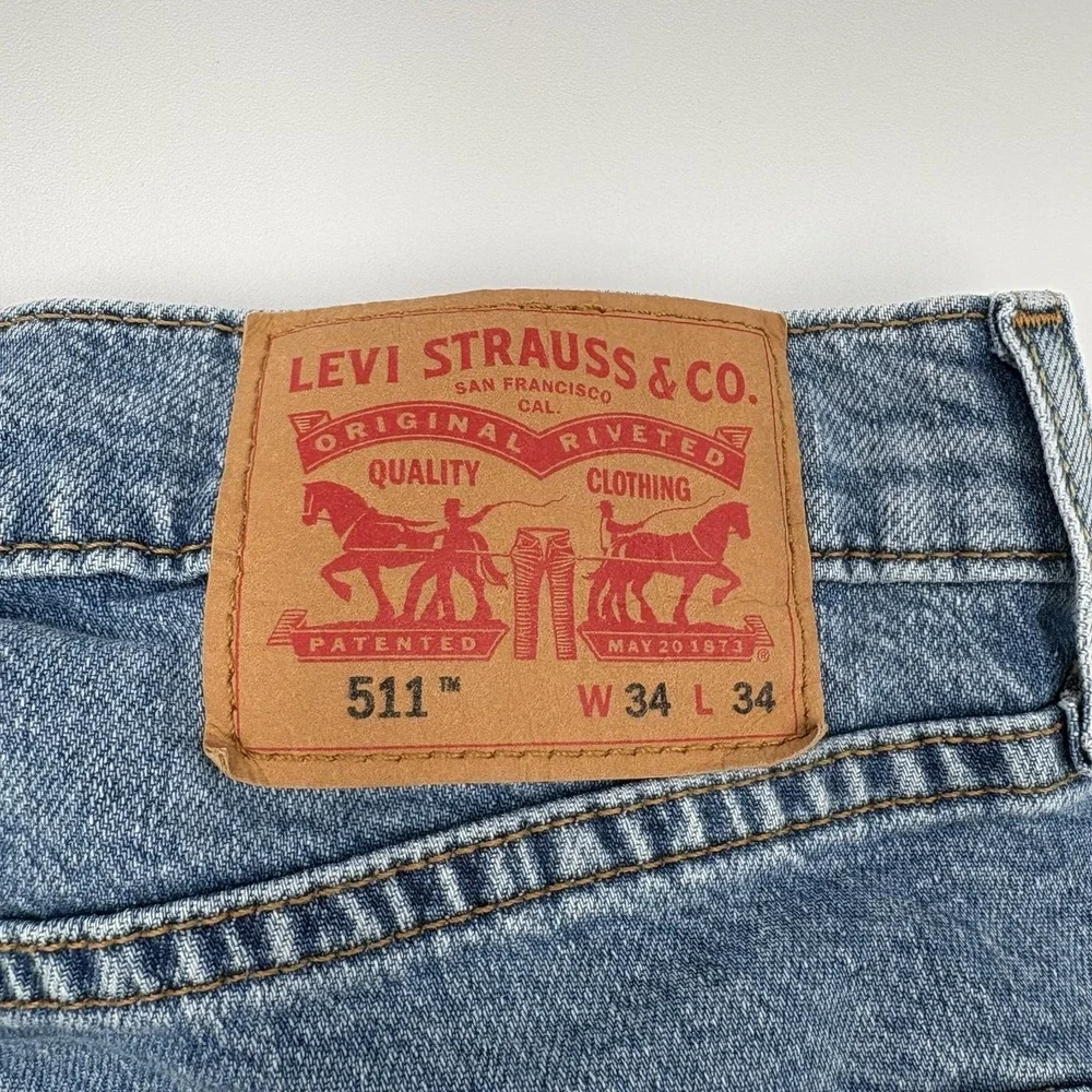 Levis 511 Slim Fit Jeans Mens 34x34 Blue Wash Cotton Stretch Denim Pants